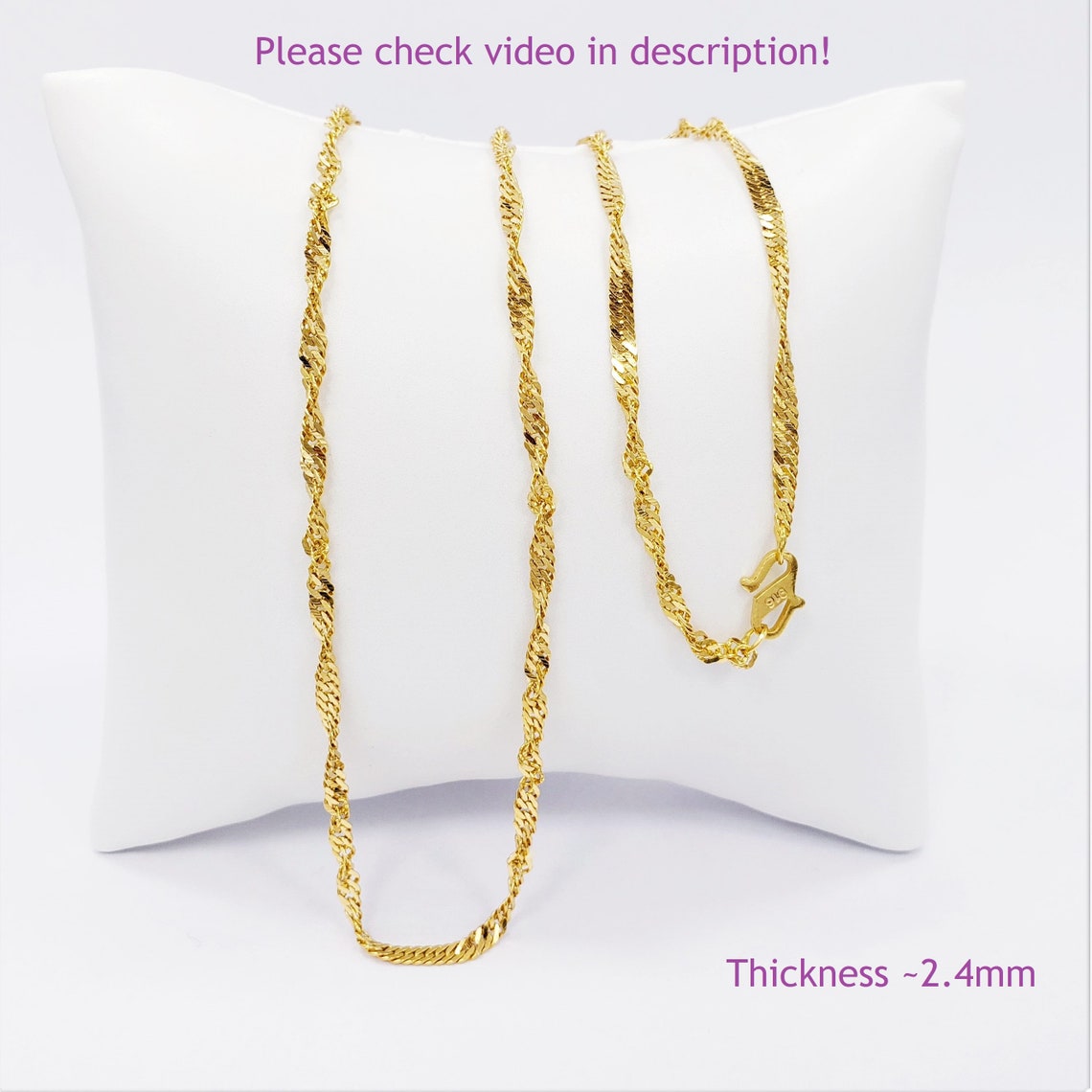 Genuine 22K Solid Gold Singapore Chain Necklace 18 Etsy