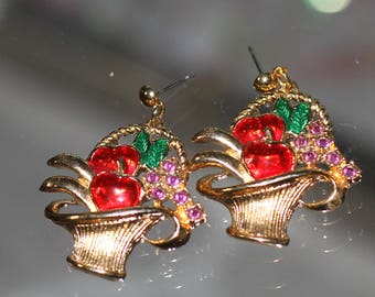 Multi Color Fruit Basket Earrings