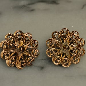 Gold Round Screw Back Earrings