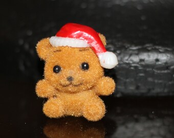 70's Cute Brown Christmas Bear Brooch