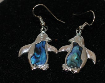 Silver Blue Dolphin Dangle Earrings