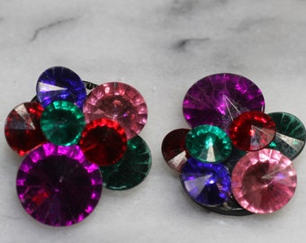 Multi Color Clip On Earrings