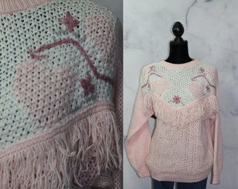 hot pink fringe sweater