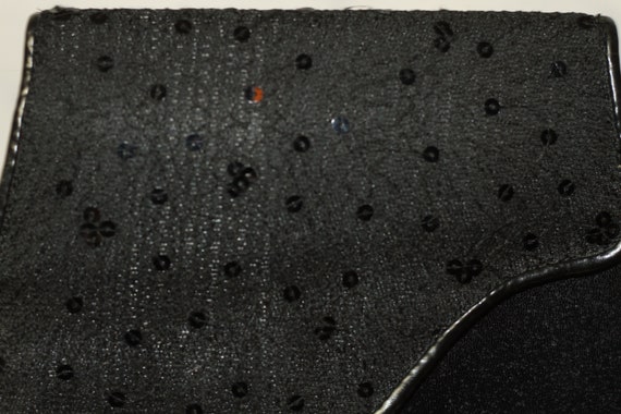 Leather Black Sequin Envelope Clutch - image 2