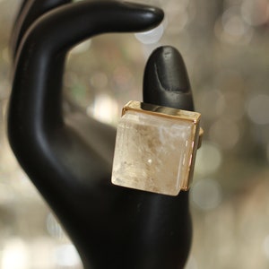Clear Square Crystal Gold Plated Ring (Size 6)