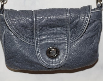 Blue Leather Crossbody Handbag