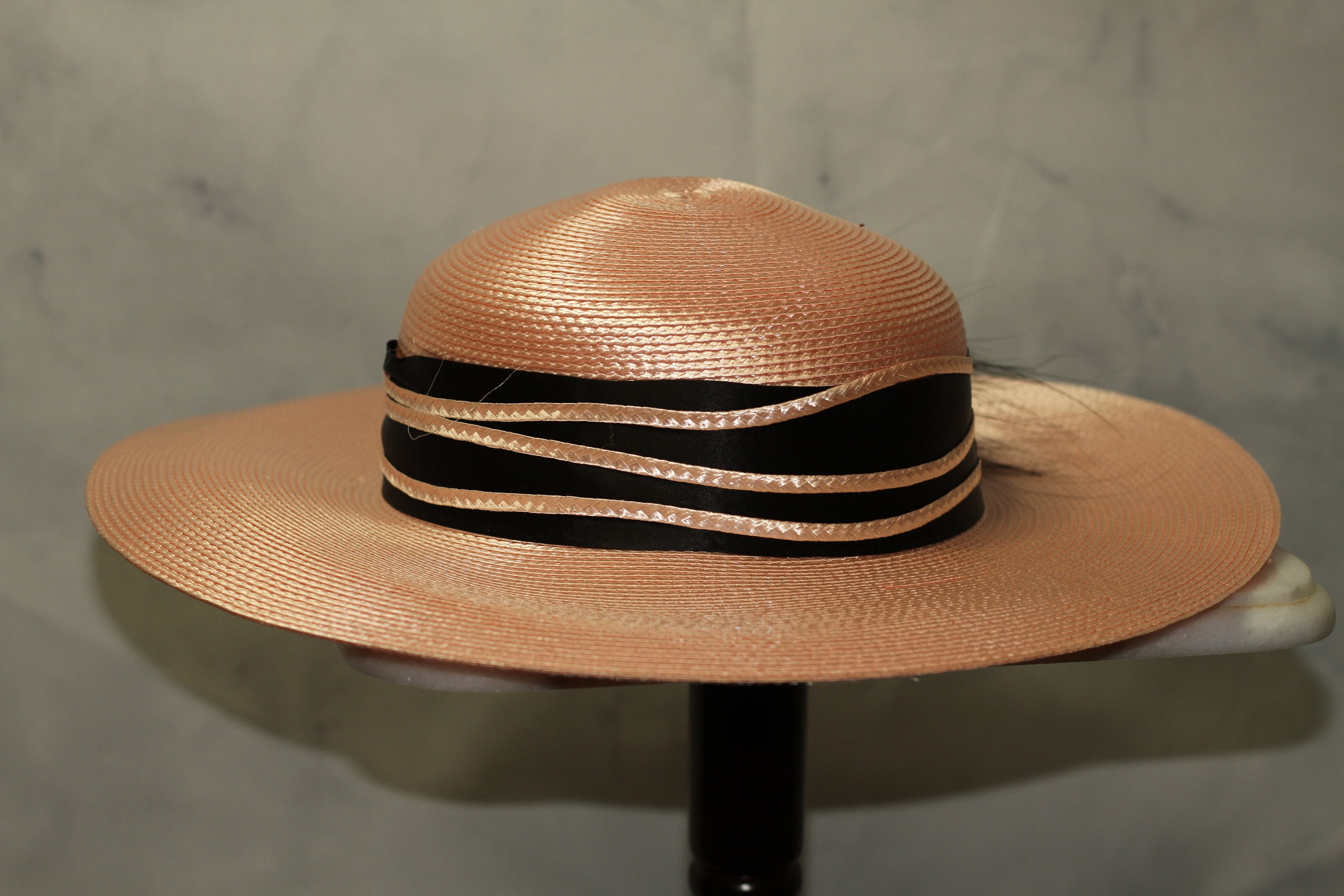 Pink & Black Wide Brim Hat (7 3/8) - Etsy Canada display picture 1