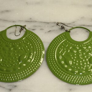 Green Round Earrings image 1