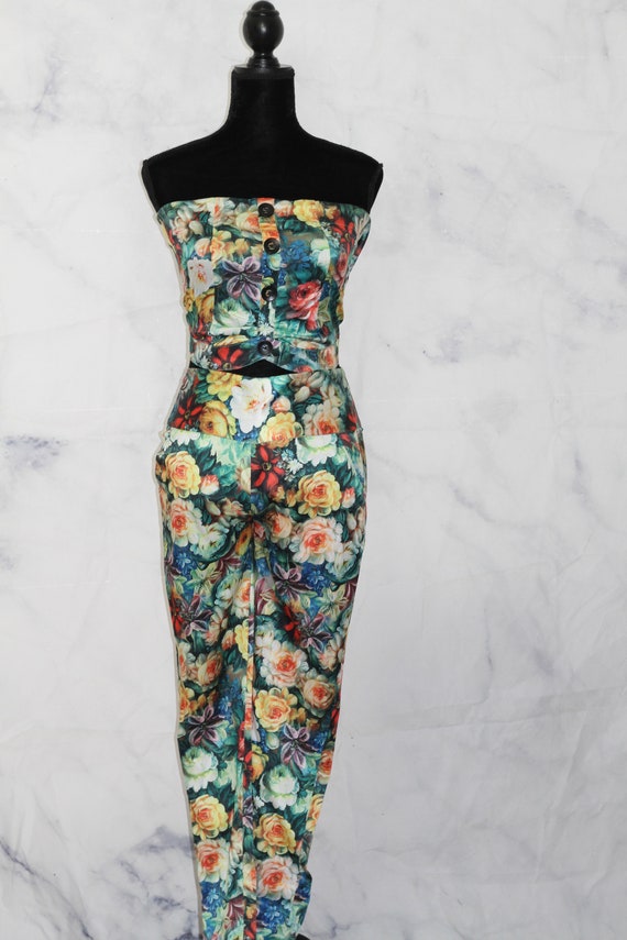 Silk Floral Top + Pants Set (s) - image 10