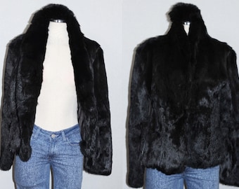 Black Rabbit Fur Coat (M)