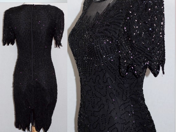 Denise Elle Sequin Silk Black Gown - image 2