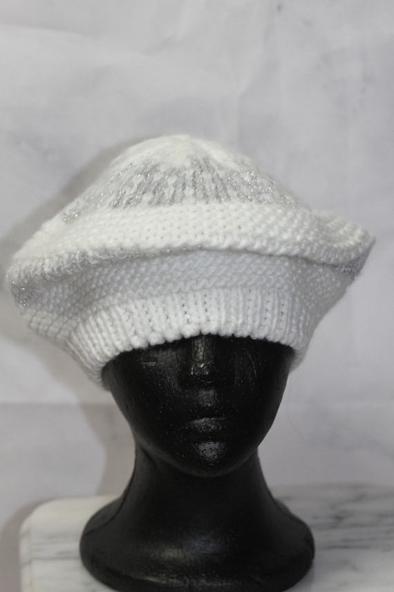 White & Grey Beret Hat