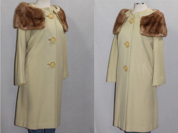 Green Wool Fur Collar Trench Coat - image 6