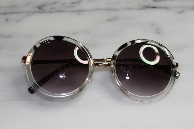 Gold /& Clear Round Sunglasses