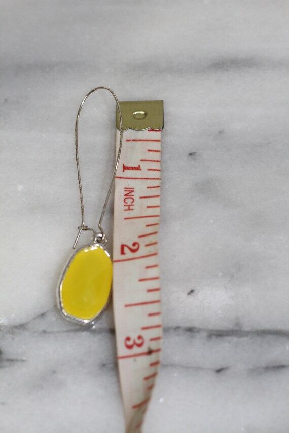 Yellow Stone Silver Loop Earrings - image 2