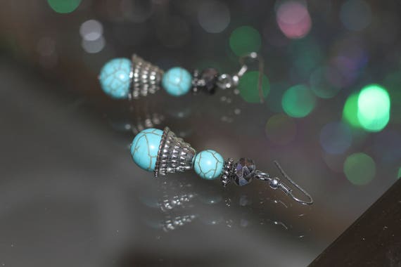 Turquoise Dangle Drop Earrings - image 2