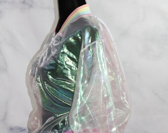 Iridescent Multi Color Collar Clear Jacket (S) - Etsy Iridescent Multi Color Collar Clear Jacket (S) - Etsy