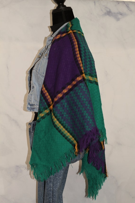 Plaid Wrap Shawl Cape - image 7