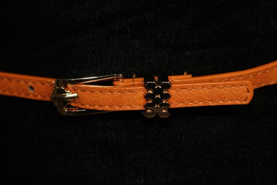 Brown Leather Belt with Gold Buckle - image 3