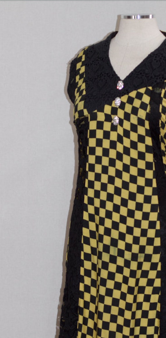 Yellow & Black Checkered Dress - image 4