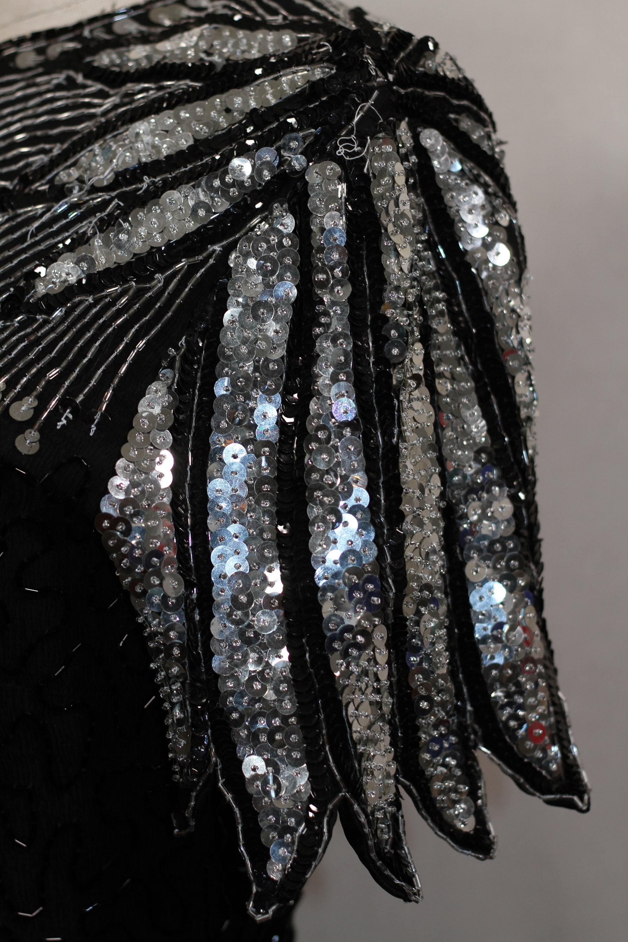 black and silver beaded dress Scala 61336 Prom Long Beaded Dress - Black Silver - Spaghetti Straps - Full Length