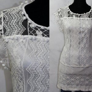 Lace Top with Fringe Shoulders (M)