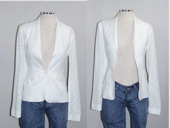 BCBG Linen White Blazer - image 1