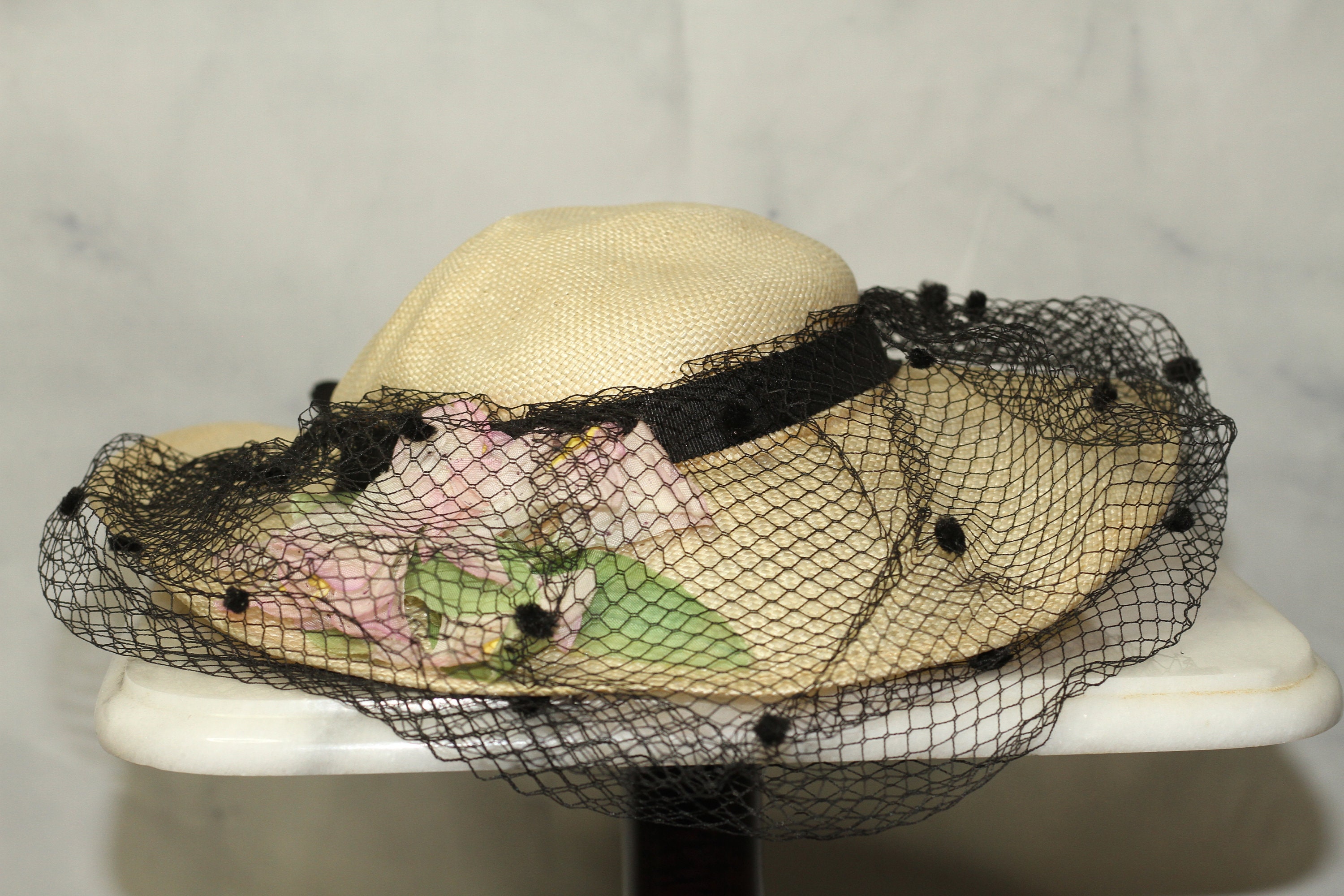 Lords Grace and Elegance Floral Veil Victorian Hat (7 3/4) - Etsy