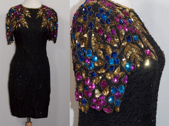 Multi Colored Sequin Beaded Gown - image 1