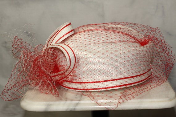 Red & White Pill Box Hat (8) - image 4