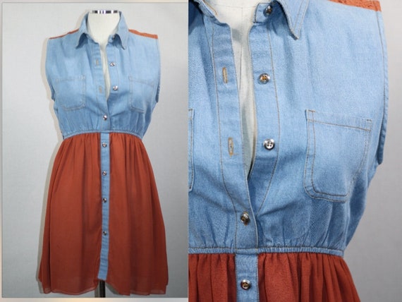 Orange & Denim Dress - image 1