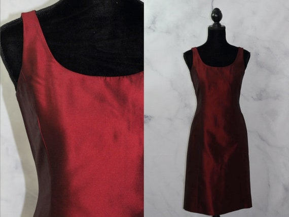 90s Ann Taylor Silk Cranberry Dress (2)
