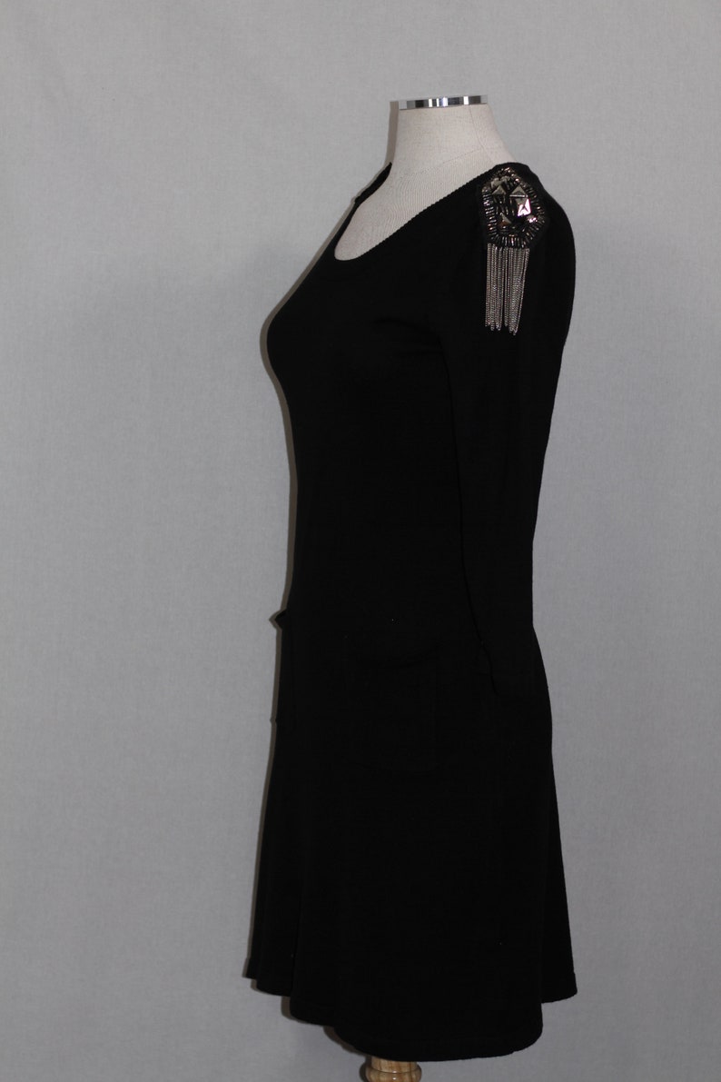 Black Silver Tassel Black Dress image 7