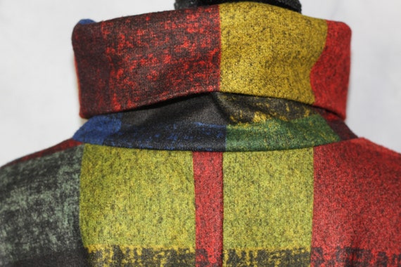 Multi Color Plaid Patchwork Cotton Dress (XL) - image 4