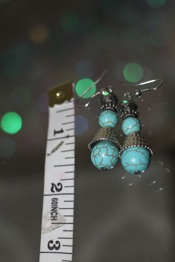 Turquoise Dangle Drop Earrings - image 5