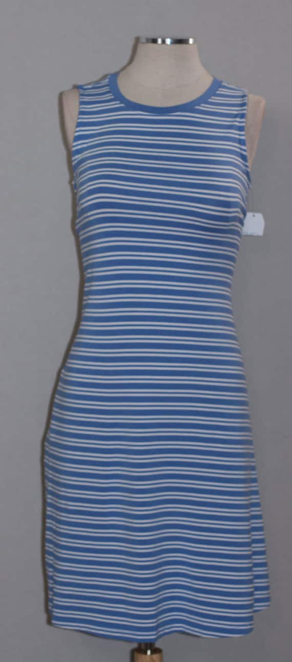 Blue White Stripe Cotton Dress - image 4