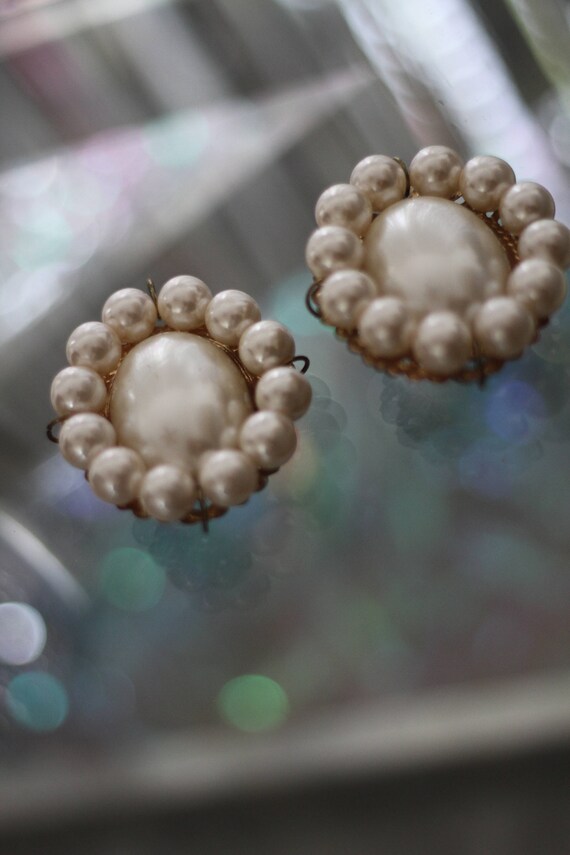 Antique Faux Pearl Statement Earrings - image 5