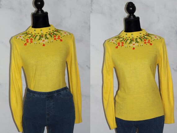 Floral Acrylic Sweater Yellow Sweater (s)