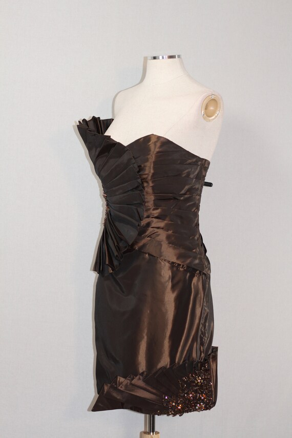 Tony Bowls Brown &  Gold Gown - image 6