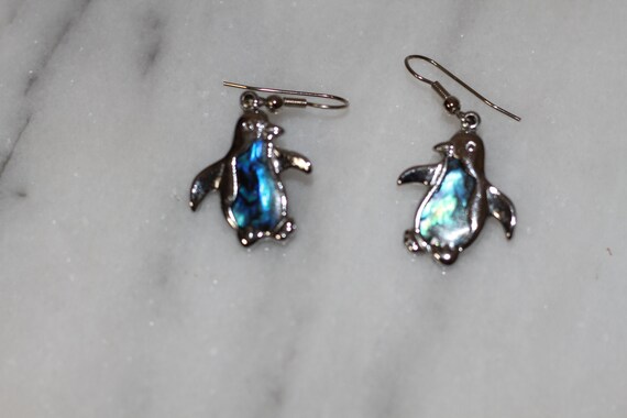 Silver Blue Dolphin Dangle Earrings - image 3