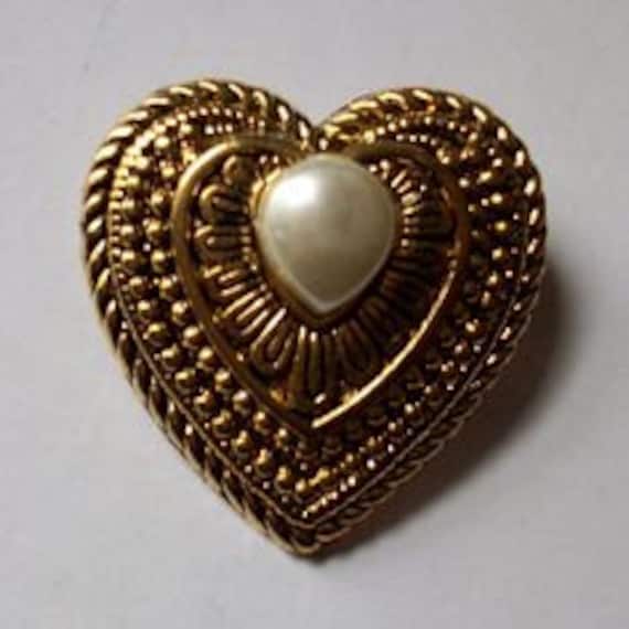 Heart Pearl Brooch - image 1