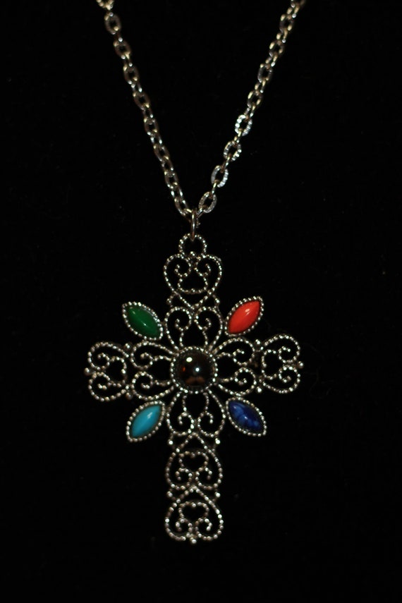 925 Multi Color Silver Cross