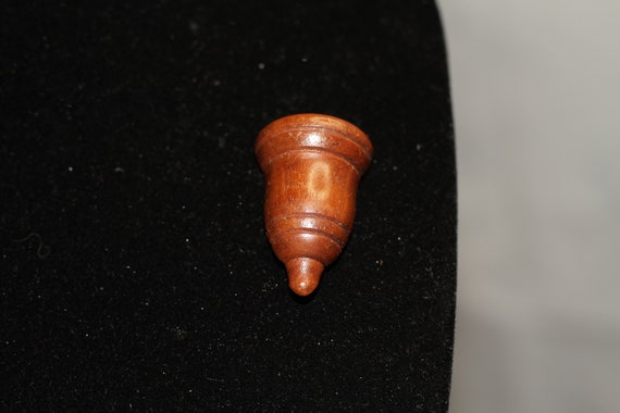 Hand Carved Wooden Bell Brooch - image 1