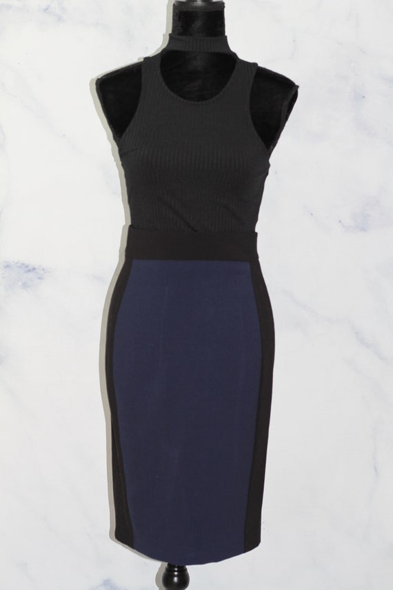 Blue & Black Pencil Skirt (S) - image 2