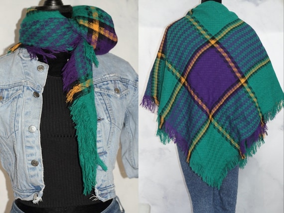 Plaid Wrap Shawl Cape