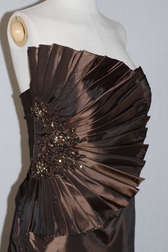 Tony Bowls Brown &  Gold Gown - image 4