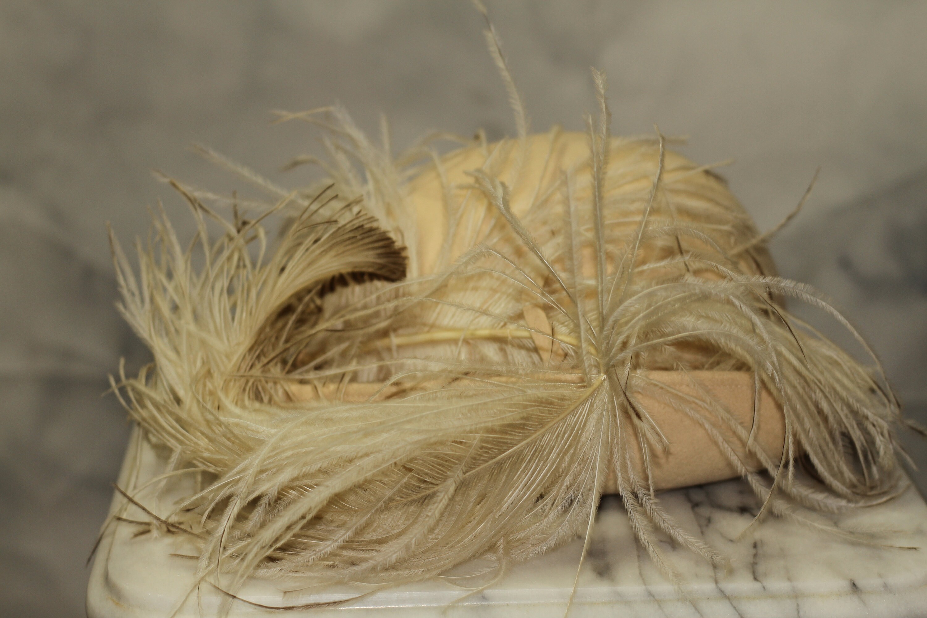 Leslie James Wool Cream Feathered Bowler Hat (7 3/8) - Etsy display picture 3