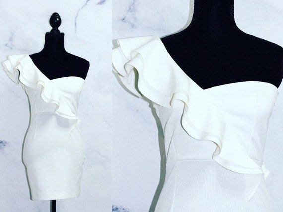 90's One Shoulder Ruffle Dress (s)