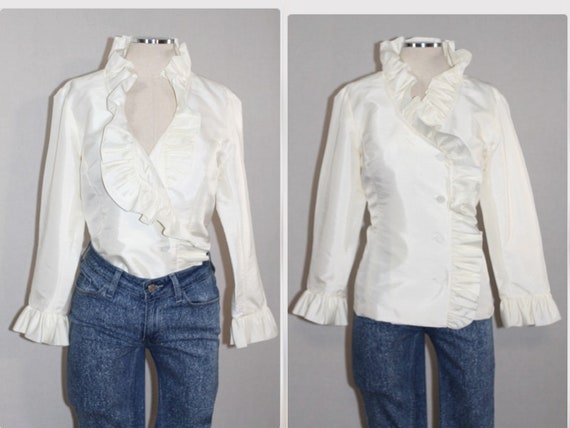 Calvin Klein Ivory Ruffle Blouse - image 9