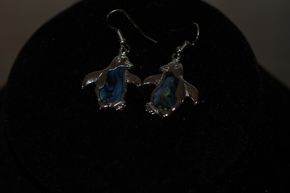 Silver Blue Dolphin Dangle Earrings - image 4